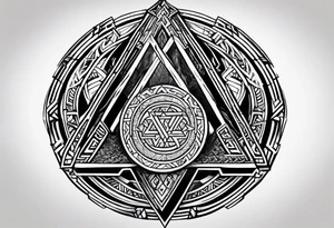 Valhalla valknut round 
shield axe sword tattoo idea