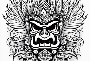 hawaiian tiki with flames tattoo idea