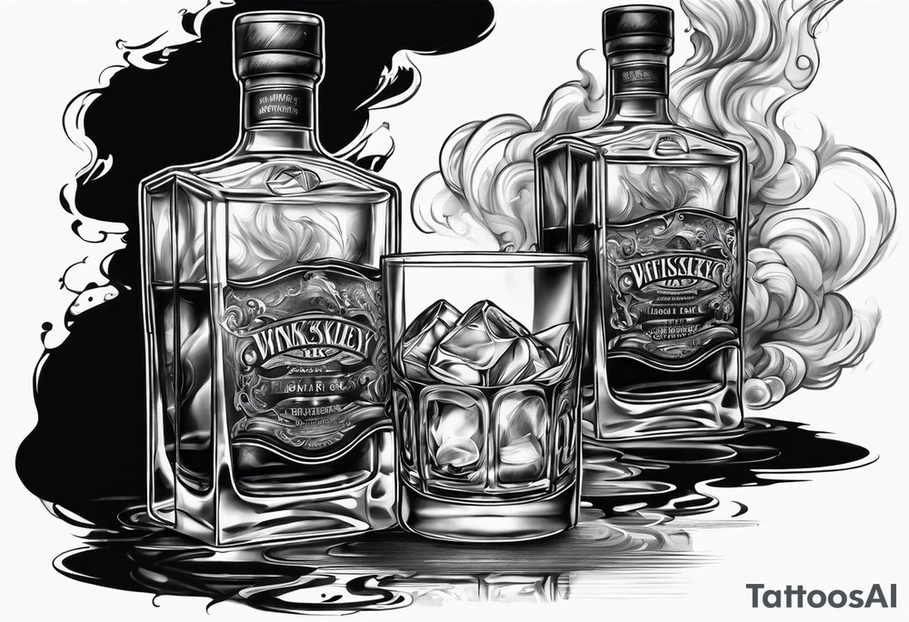 whiskey with smoke coming out of glass tattoo idea
