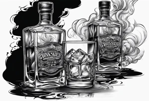 whiskey with smoke coming out of glass tattoo idea