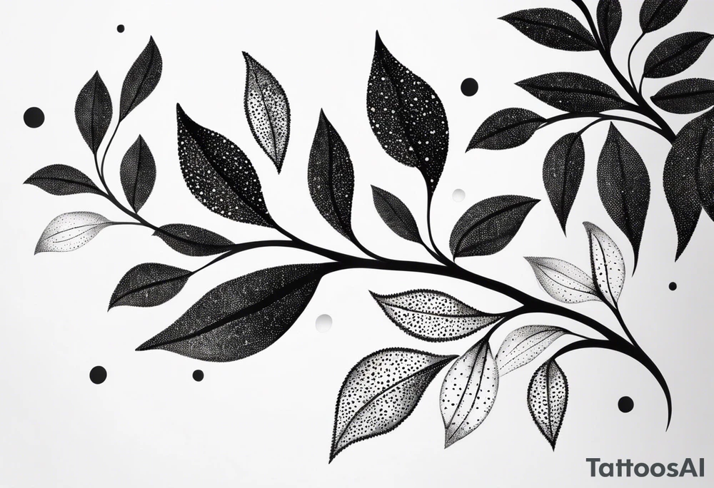 very simple design of leaves with flow , white background tattoo idea