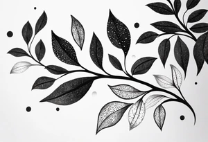 very simple design of leaves with flow , white background tattoo idea