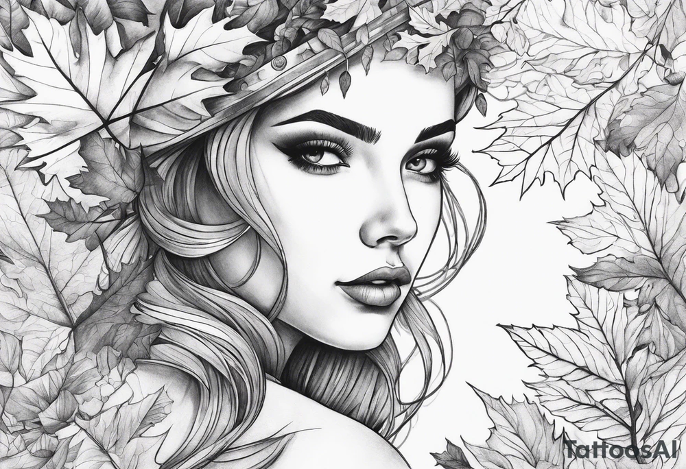 thigh tattoo with fall colors tattoo idea
