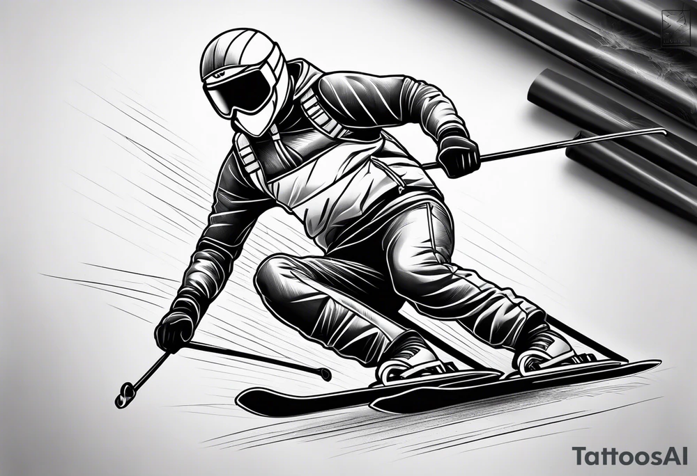 Line drawing skier tattoo idea