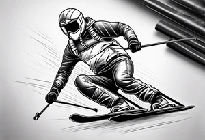 Line drawing skier tattoo idea