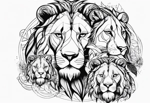 Father lion with two cub lions tattoo idea