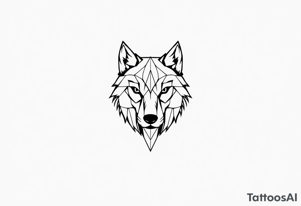 Geometric friendly  wolfface tattoo idea