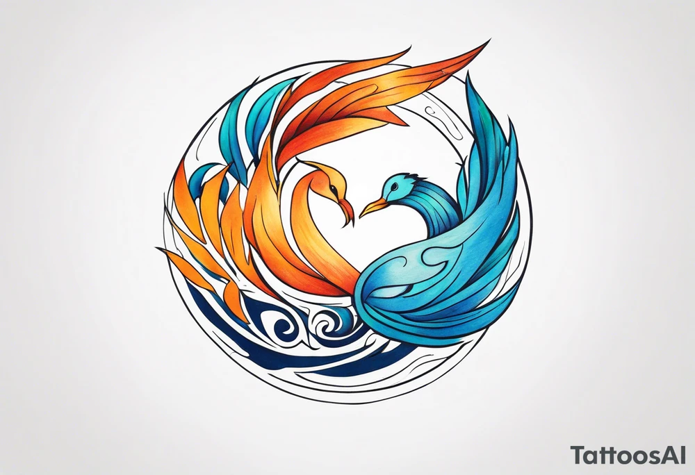 strength, pisces, water, phoenix, small, nuanced, positive tattoo idea