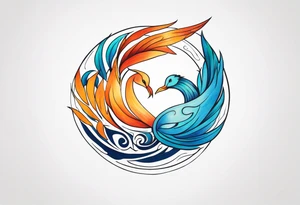 strength, pisces, water, phoenix, small, nuanced, positive tattoo idea