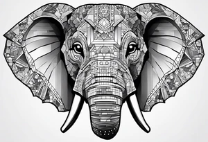 Elephant head made of lego blocks tattoo idea