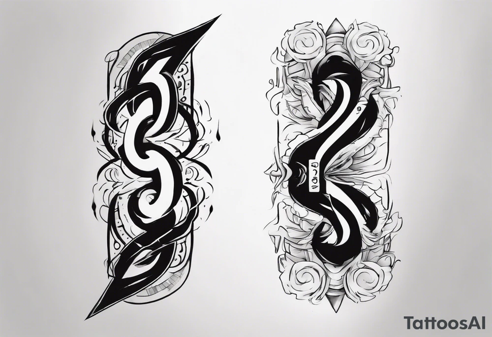 number 9 right side up and upside down connected tattoo black and grey on inside forearm 9:16 aspect ratio tattoo idea