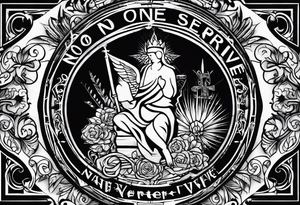 Text "no one servive" tattoo idea