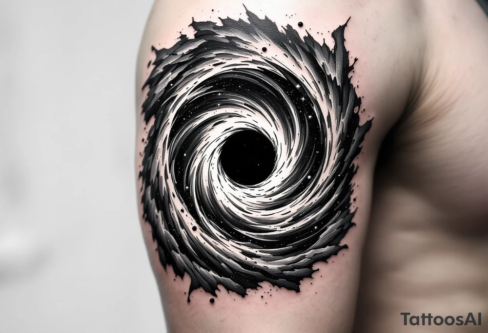 Two different universes on separate sides of a black hole tattoo idea