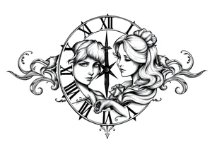 vintage roman numerals with daughters tattoo idea