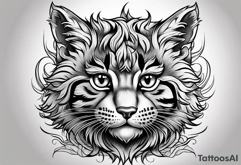 Young wildCat cub blank background tattoo idea