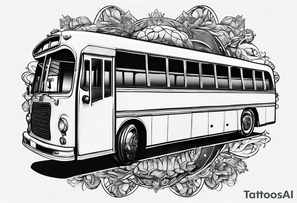 A bus with mechanical wings tattoo idea