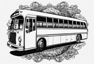 A bus with mechanical wings tattoo idea