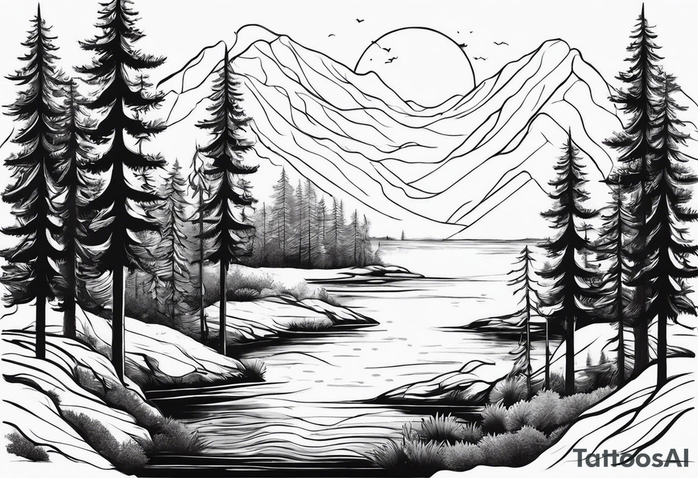 Forest that changes into an ocewn tattoo idea