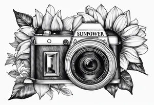 Sunflower, book, camera tattoo idea