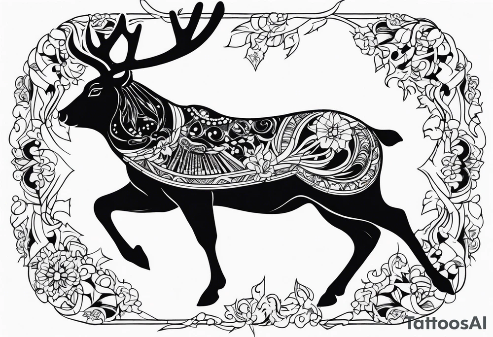 north pole reindeer tattoo idea