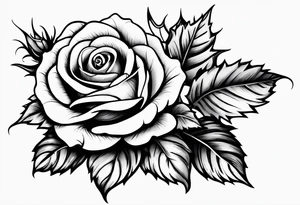 Rose flower with holly leaves around it tattoo idea