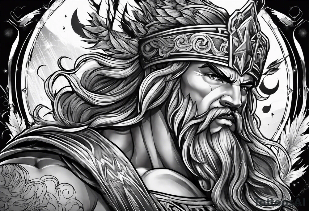 Zeus with lightning, sleeve tattoo idea