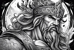 Zeus with lightning, sleeve tattoo idea