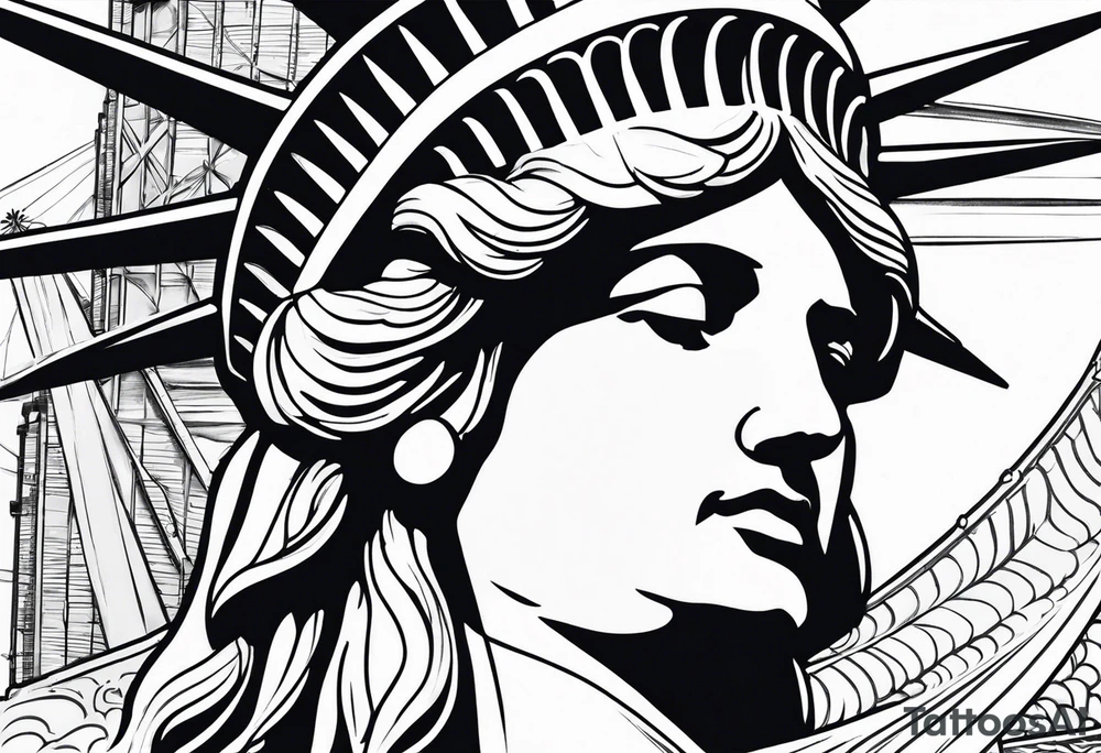 Sexy statue of liberty face tattoo idea