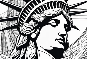 Sexy statue of liberty face tattoo idea