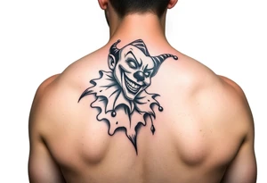 jester clown behind female jester making her smile tattoo idea
