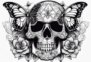 Skull with butterfly tattoo idea