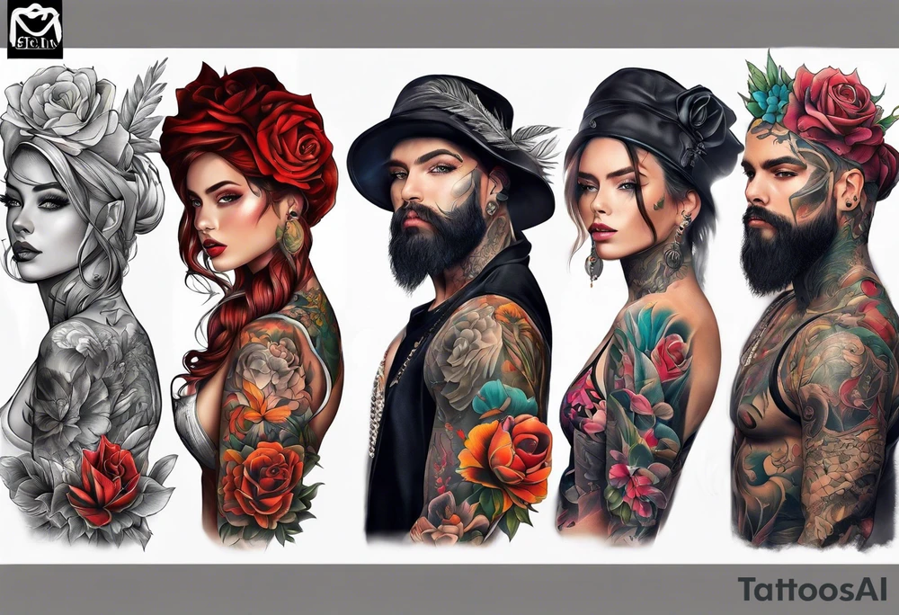 Sleeve with a lot of color tattoo idea