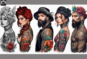 Sleeve with a lot of color tattoo idea