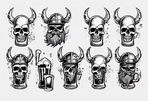 Viking skeleton drinking a beer tattoo idea