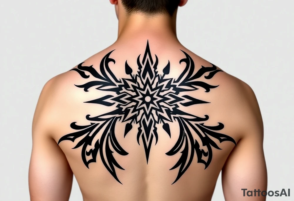Extra large female back mendela tattoo idea