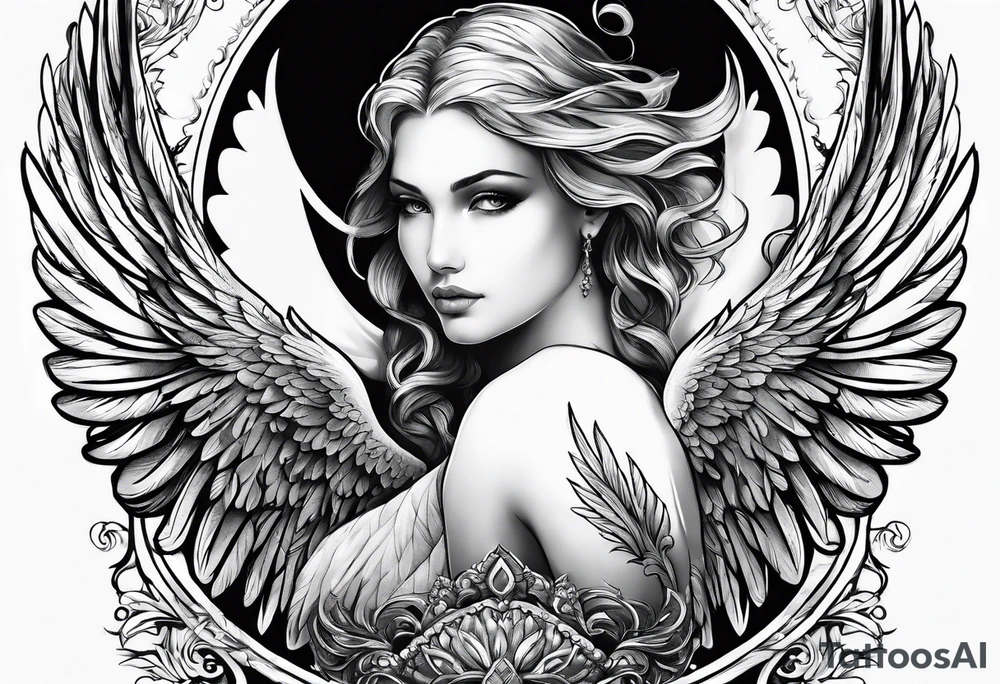 man with angel wing tattoo idea