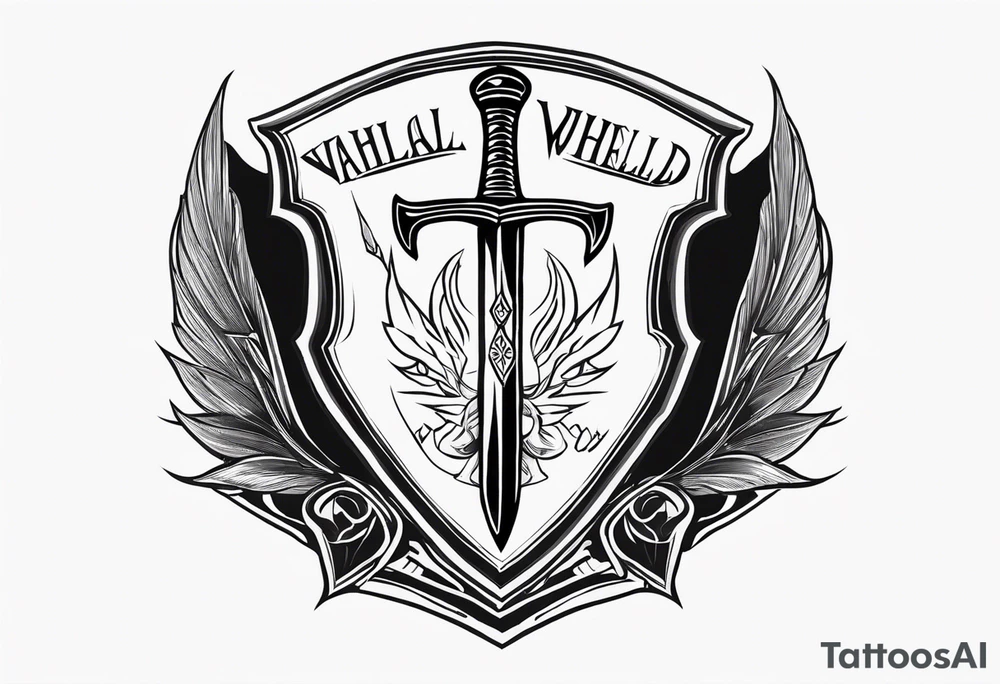 Valhalla shield  sword axe tattoo idea