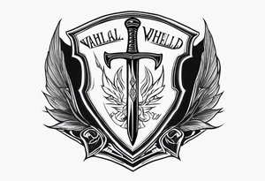 Valhalla shield  sword axe tattoo idea
