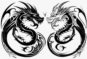 two dragons meeting to create yin yang tattoo idea