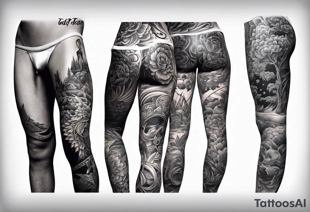 Full leg tattoo from hip to foot tattoo idea