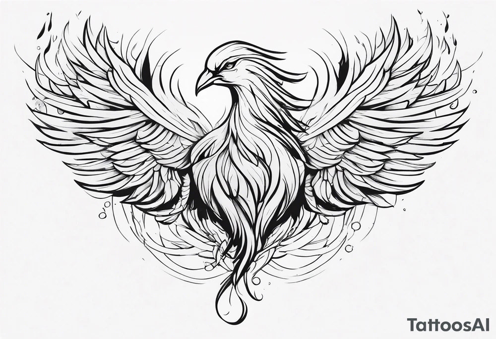 A phoenix transitioning from life to death or from ashes to rebirth tattoo idea