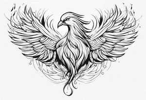 A phoenix transitioning from life to death or from ashes to rebirth tattoo idea