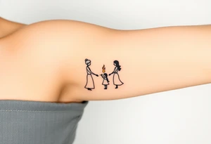 Silhouette of grandmother, mother and daughter passing a flame tattoo idea