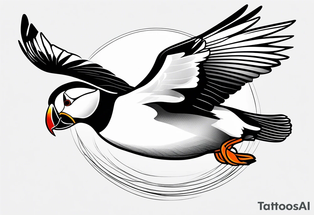 a flying puffin without background - masculine art style tattoo idea a flying puffin without background - masculine art style tattoo idea