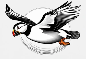 a flying puffin without background - masculine art style tattoo idea
