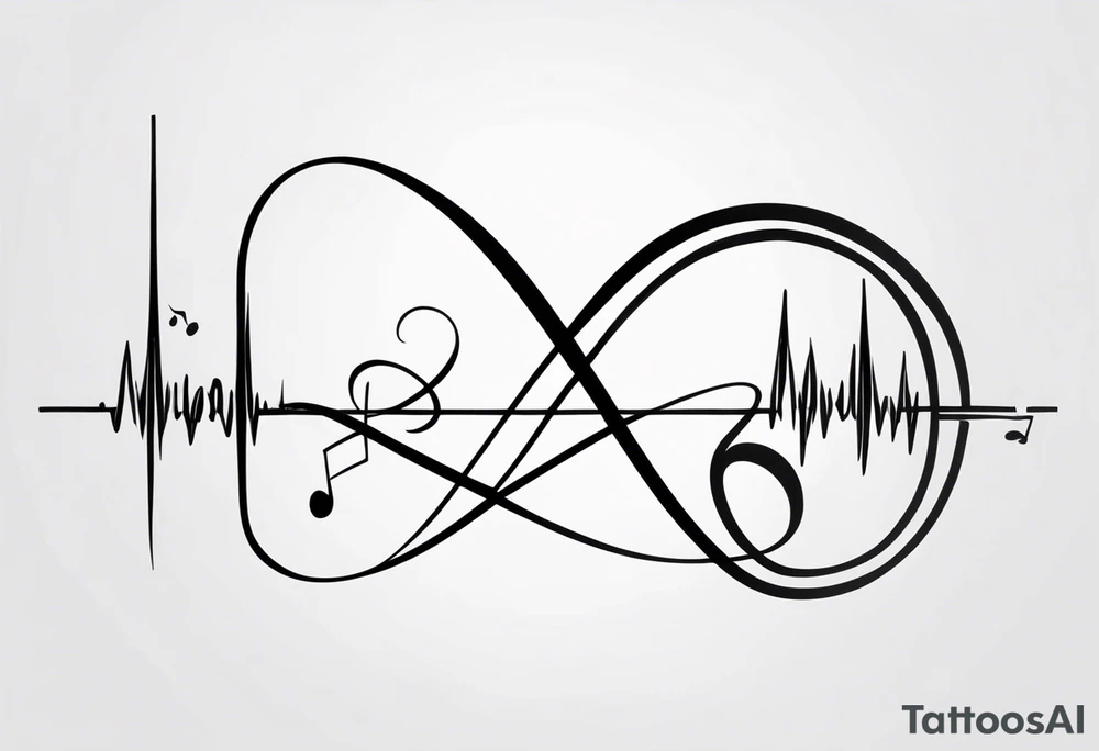 Music heartbeat love infinity tattoo idea