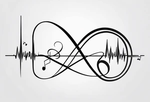 Music heartbeat love infinity tattoo idea