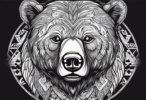 Powerful bear with the word family tattoo idea