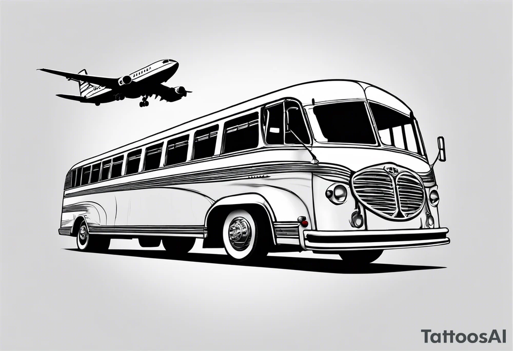 A bus with wings of an airplane tattoo idea