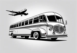 A bus with wings of an airplane tattoo idea